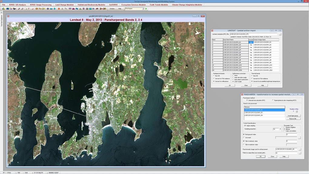 Landsat Import and Pansharpen in TerrSet